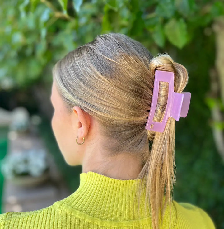 Acetate Rectangular Hair Claw in Light Purple