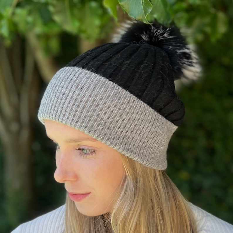 WS - Beanie - CashmereBlend - Black/grey