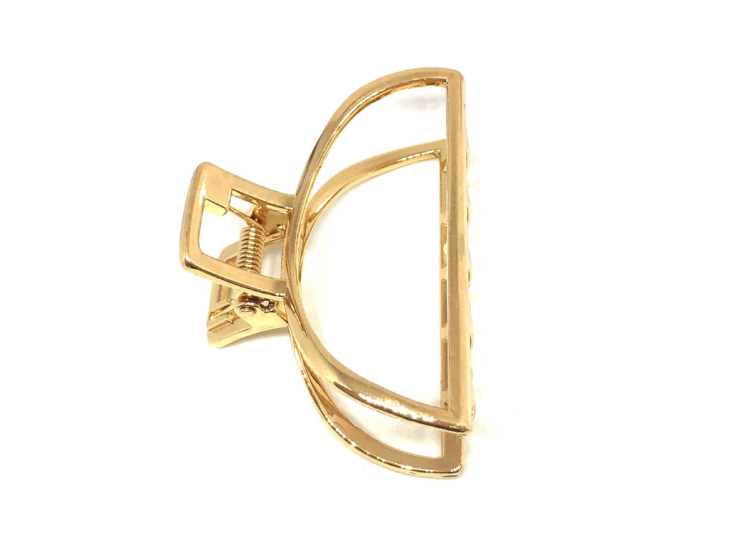 Large Hair Claw Clip Open Shape in Gold