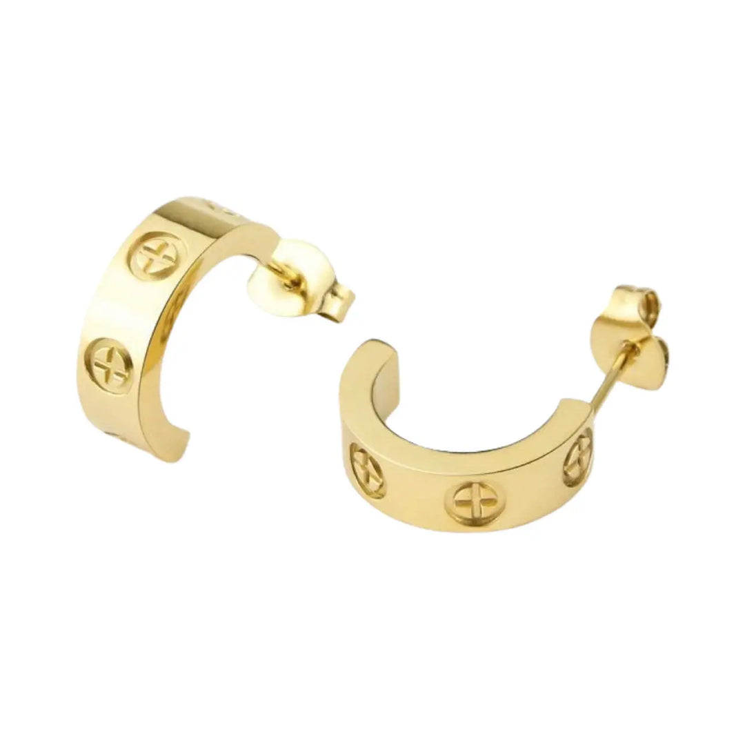 WS Octavia crosses earring small hoop Gold