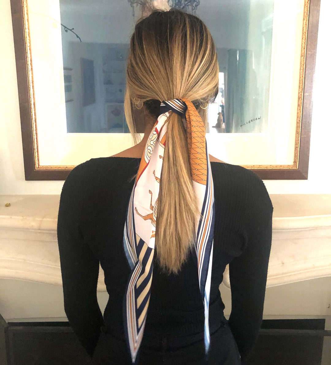 Neckscarf / HairScarf - Polo in Gold /Navy Red