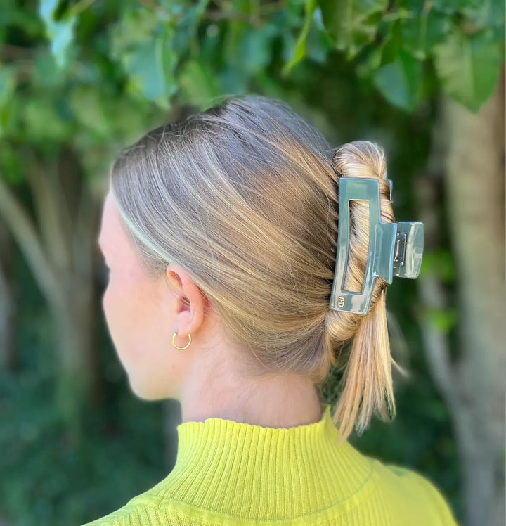Acetate Rectangular Hair Claw in Sage
