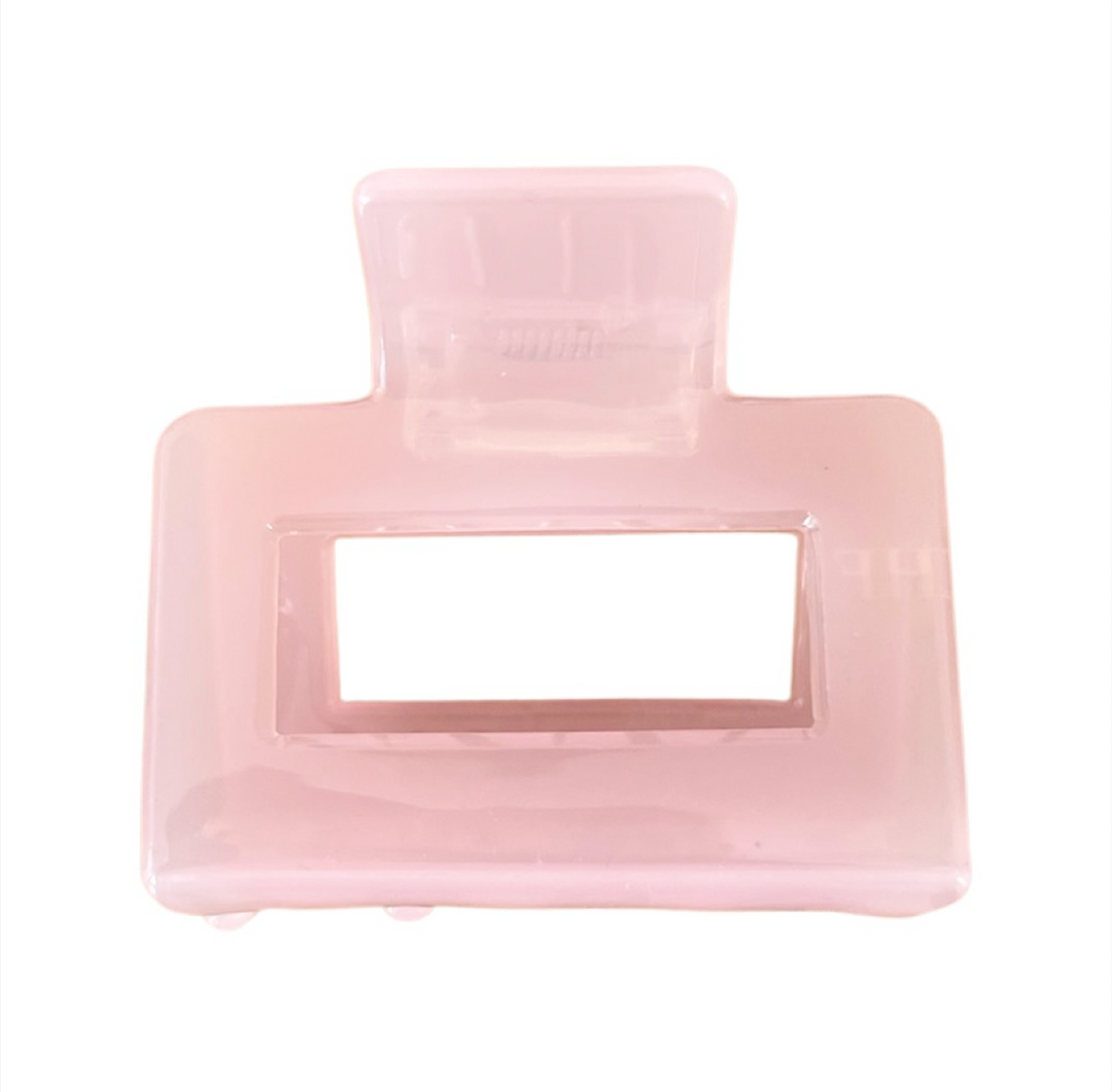 Medium Acetate Rectangular Hair Claw Gossamer Pink