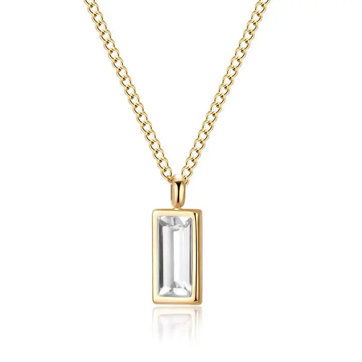 Baguette Necklace on Gold - Clear