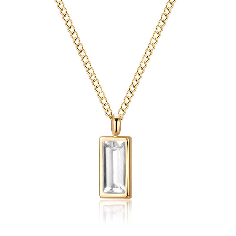 WS Baguette Necklace on Gold - Clear