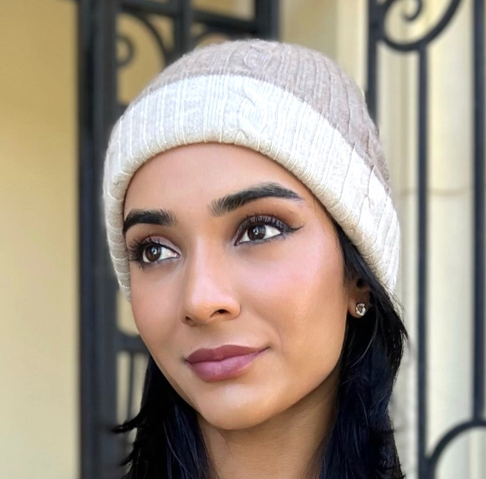 WS - Beanie - Cashmere reversible Fawn/Beige