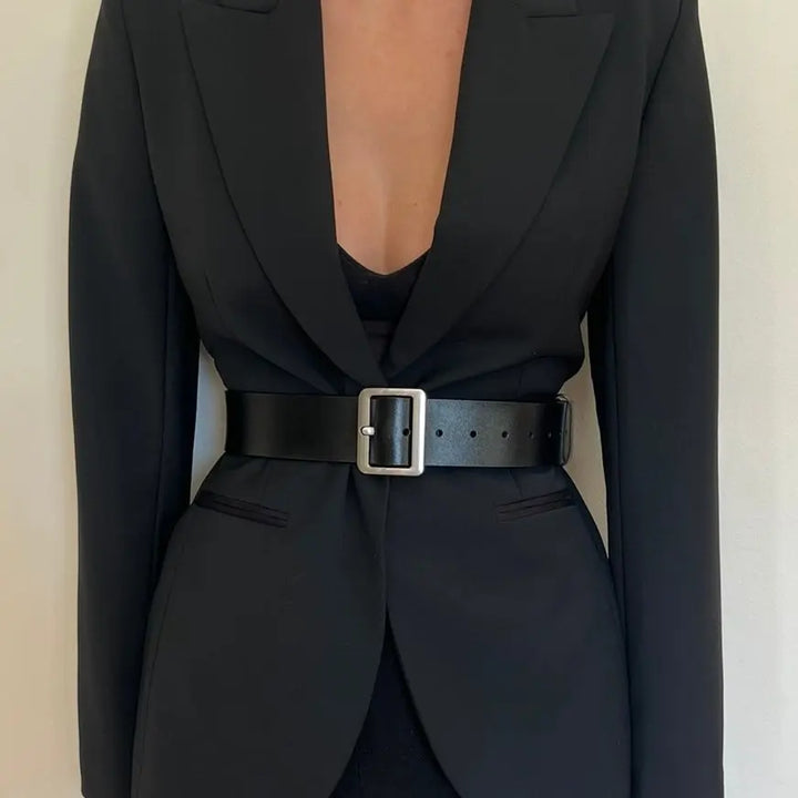 WS Black Leather Boston Belt Silver 4.8cm