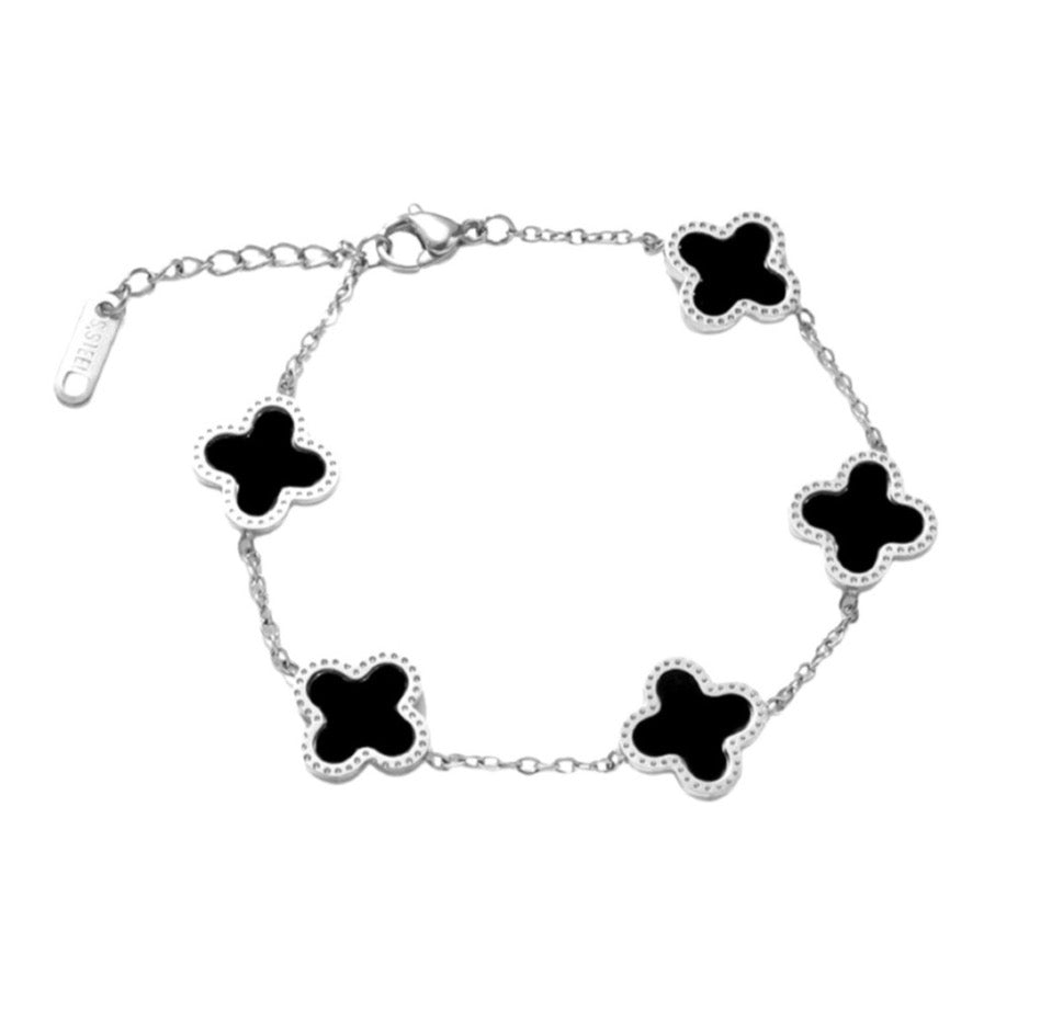 Reversible Cross Bracelet Silver: Black