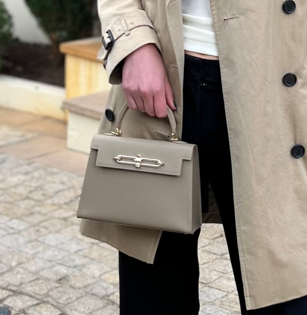 Anna Cowhide Bag - Taupe