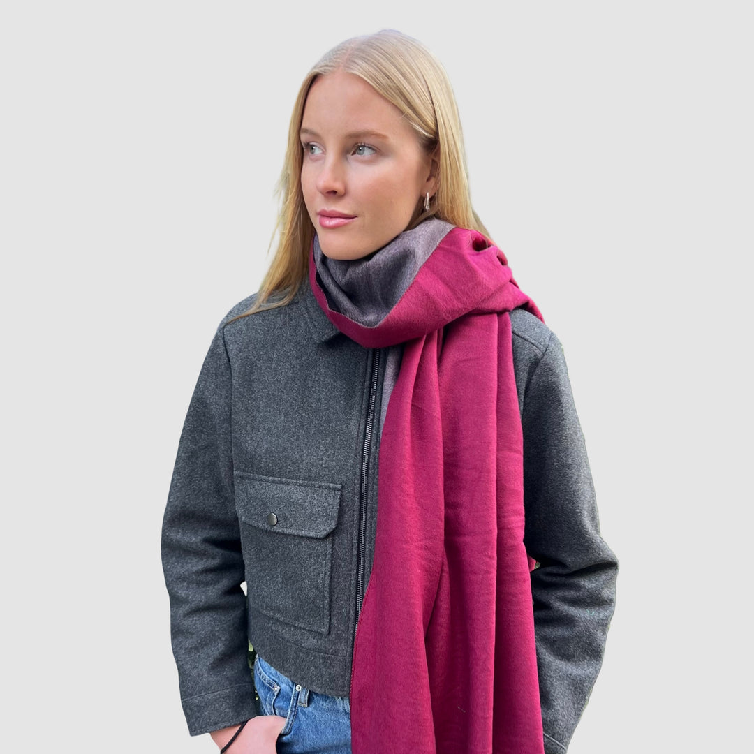 WS Scarf Two Tone - Wine/Grey
