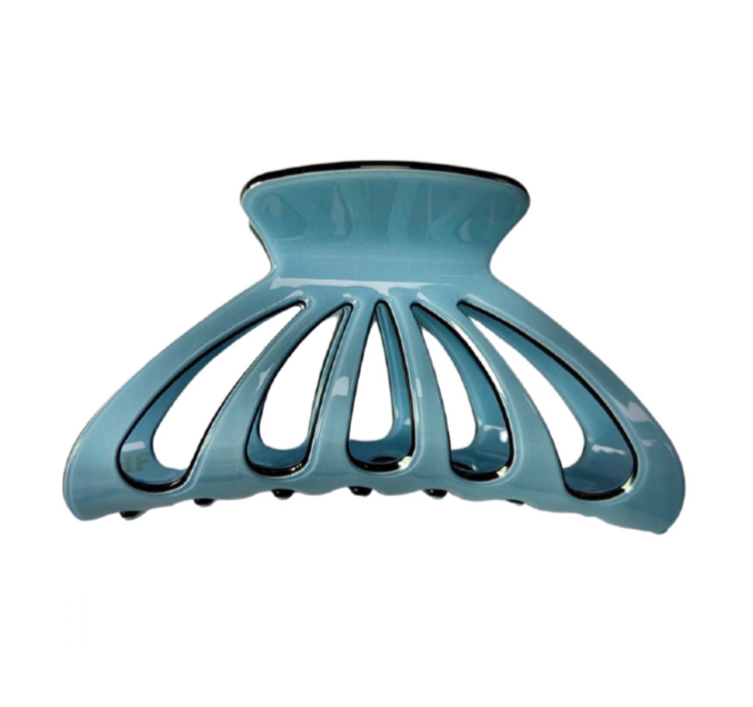 Acetate Large Claw in Cerulean Blue & Black Trim