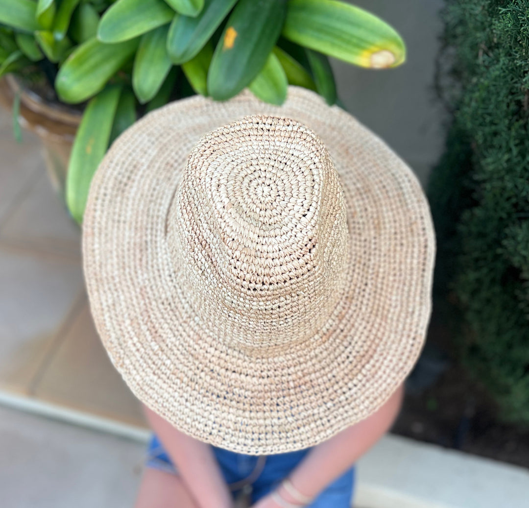 Jessie Raffia Cowboy Hat & Tie- natural