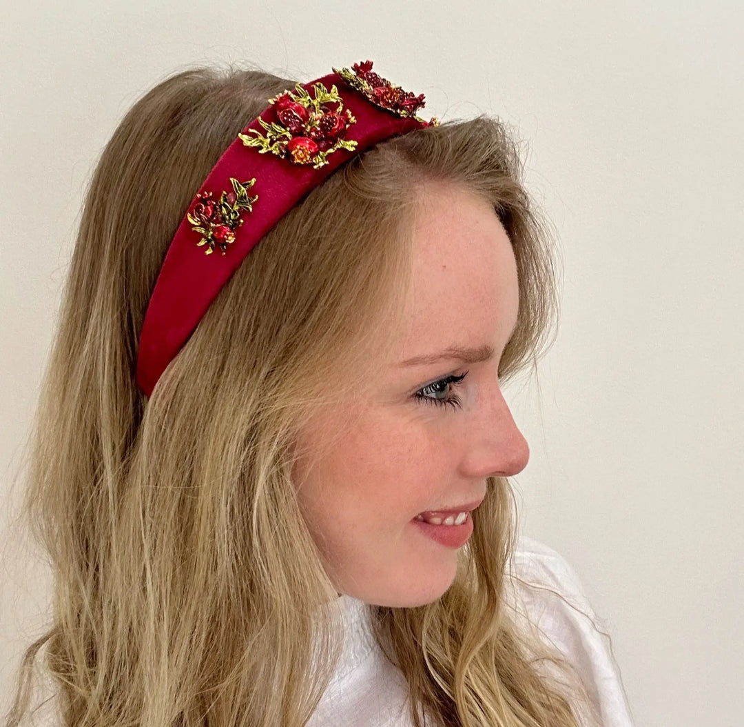 Embellished Red Velvet Pomegranate