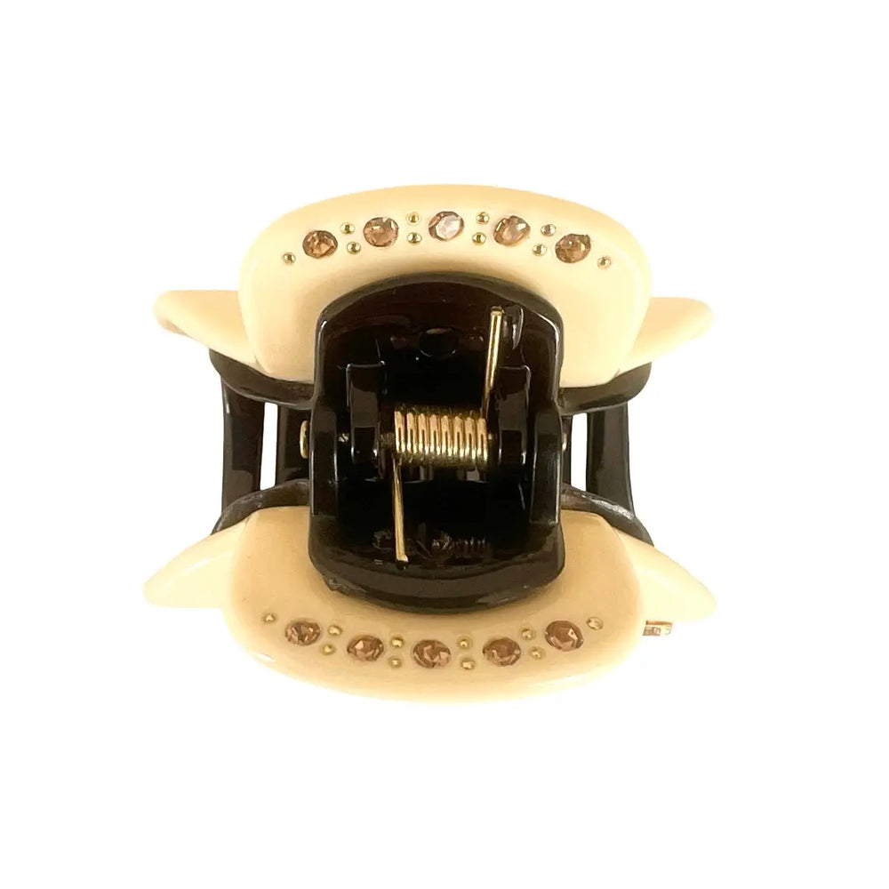 WS- Acetate Hair claw small with crystals in Yellow