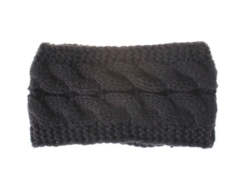 Knitted Cable Headband - Black