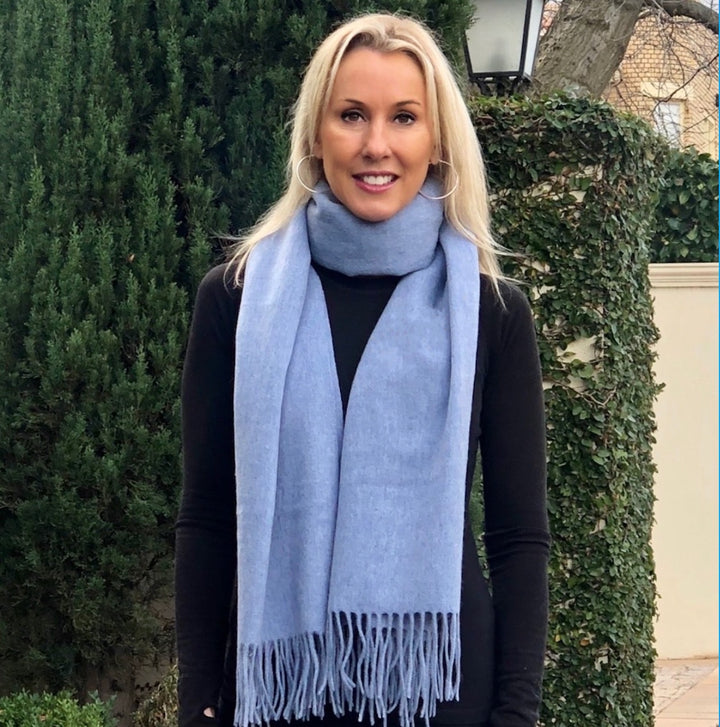 Premium Virgin 100% Wool Blanket Scarf- Hazy Blue