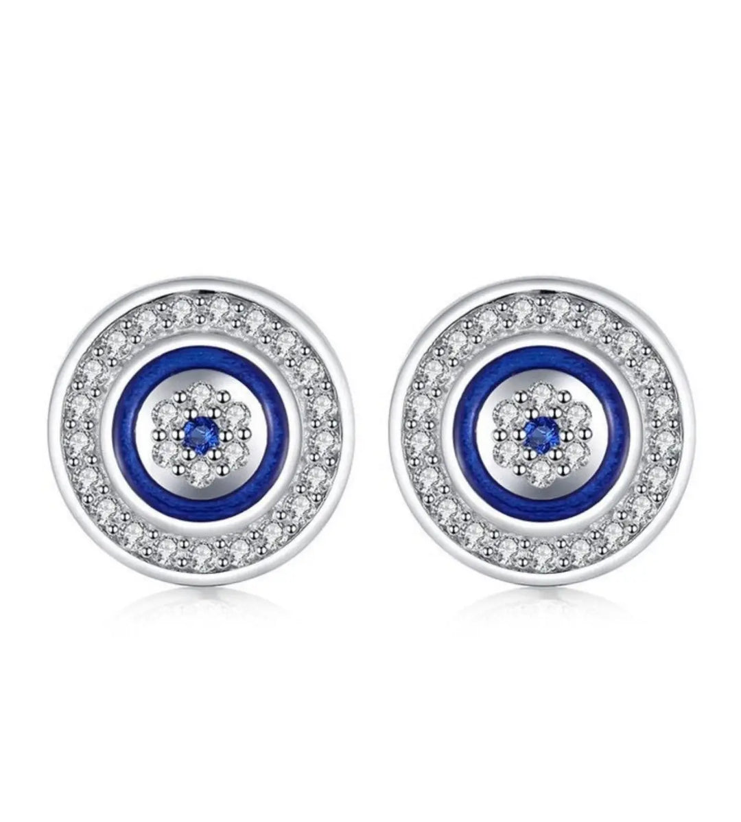 Evil Eye Sterling Silver Zirconia Earrings