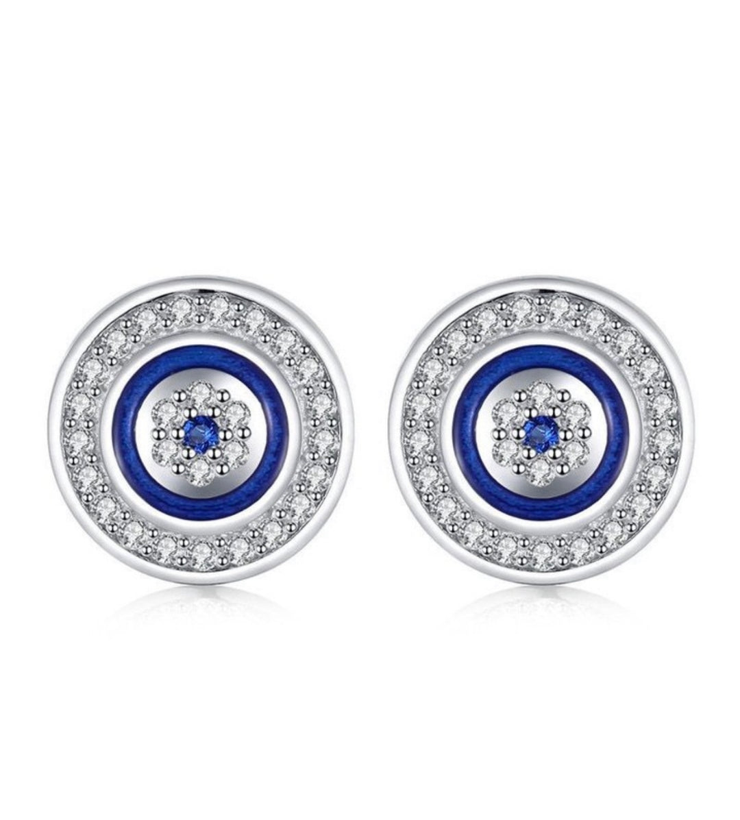 WS Evil Eye Sterling Silver Zirconia Earrings