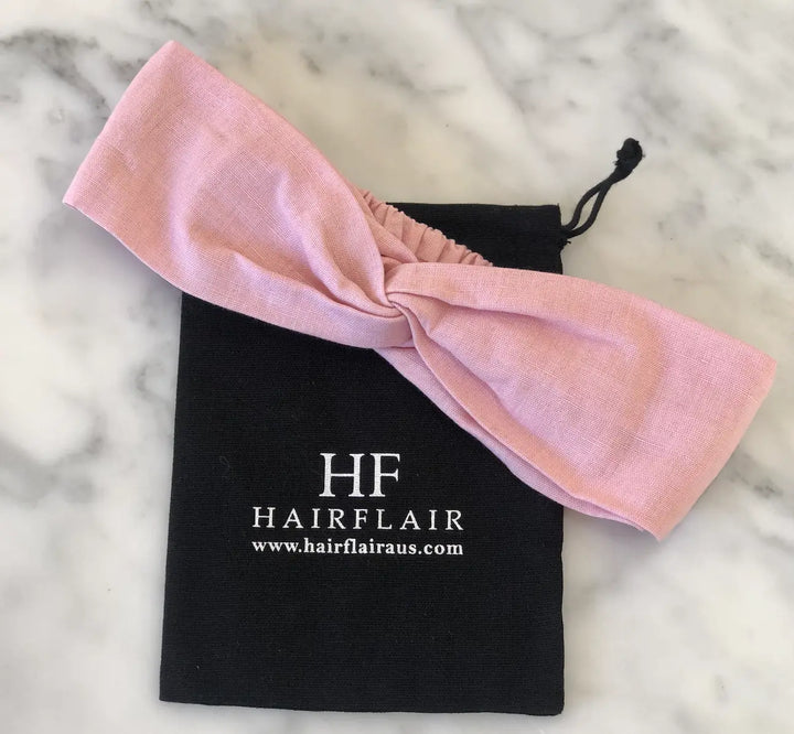 Headband - Linen Elastic headband in Pink