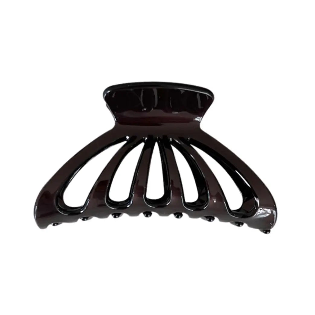 Acetate Large Claw in Deep Brown with black Trim