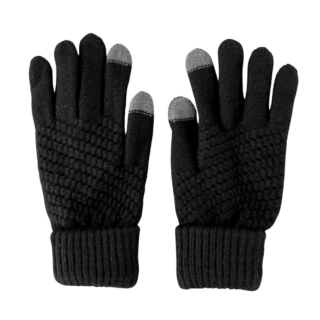 WS - Touchscreen Gloves Women - Woolblend Plain Black 746935882082