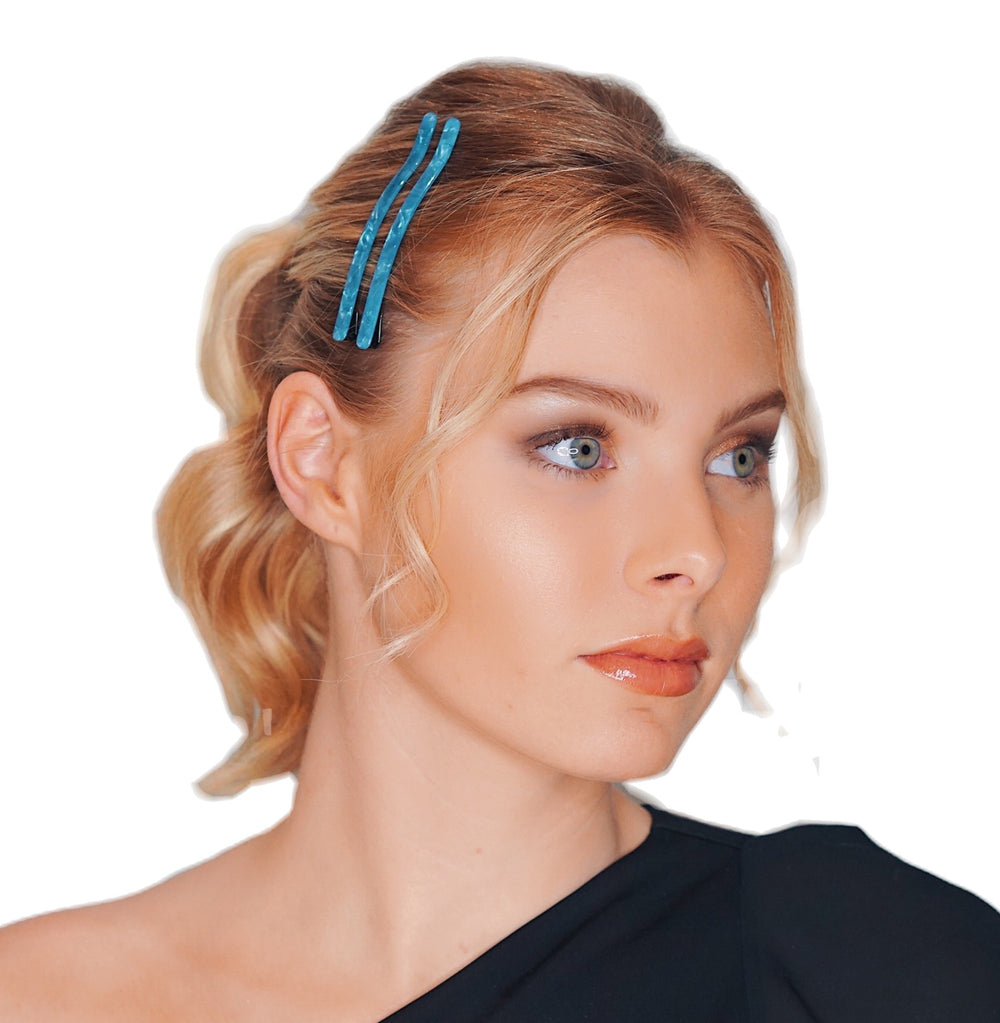Acetate Hairpins -Blue Pearl- 2pce