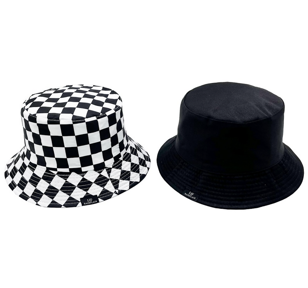 Bucket Hat - Reversible black/white check