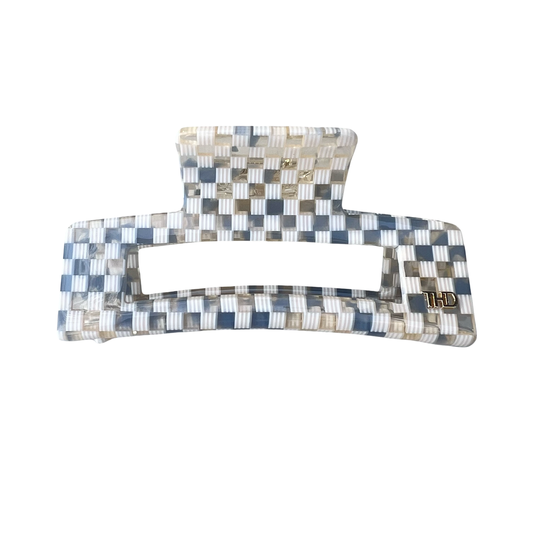 WS Acetate Large Rectangular Hair Claw in Blue/ White Paros HairFlairAus by THD