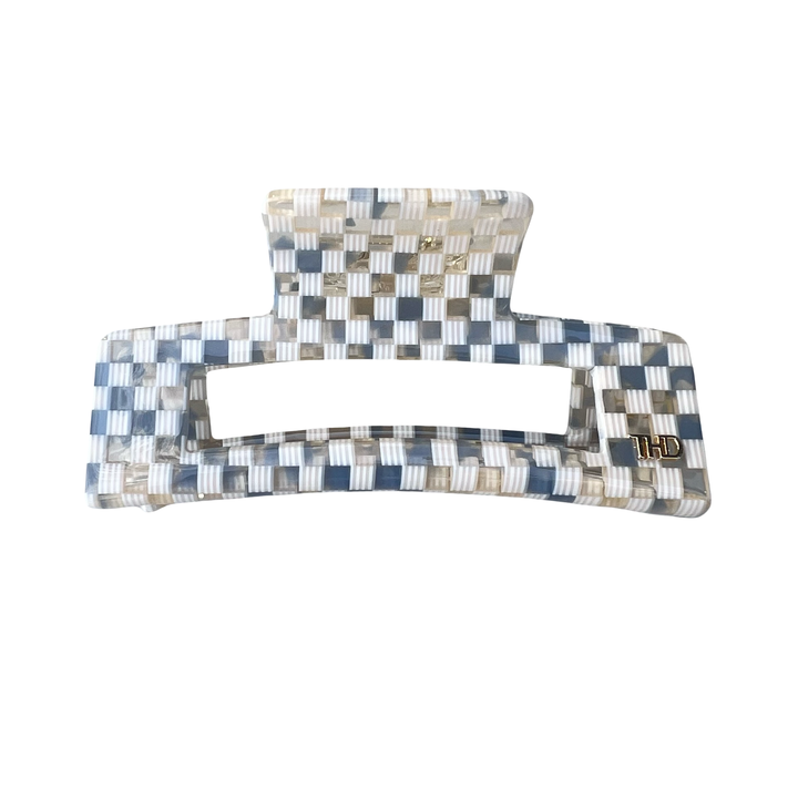 WS Acetate Large Rectangular Hair Claw in Blue/ White Paros HairFlairAus by THD