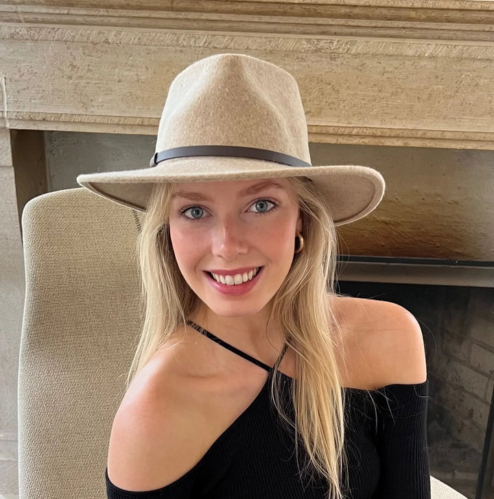 Premium Australian Wool Fedora in Light Brown/Fawn