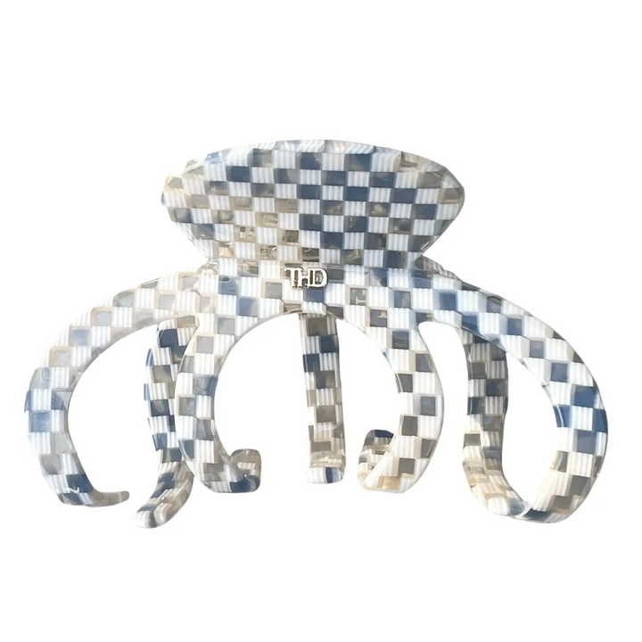 Octopus Acetate Hair Claw in Blue Check Paros hairflairaus by thd