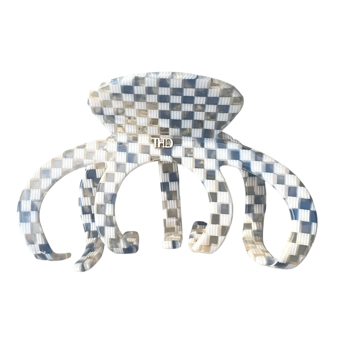 Octopus Acetate Hair Claw in Blue Check Paros hairflairaus by thd