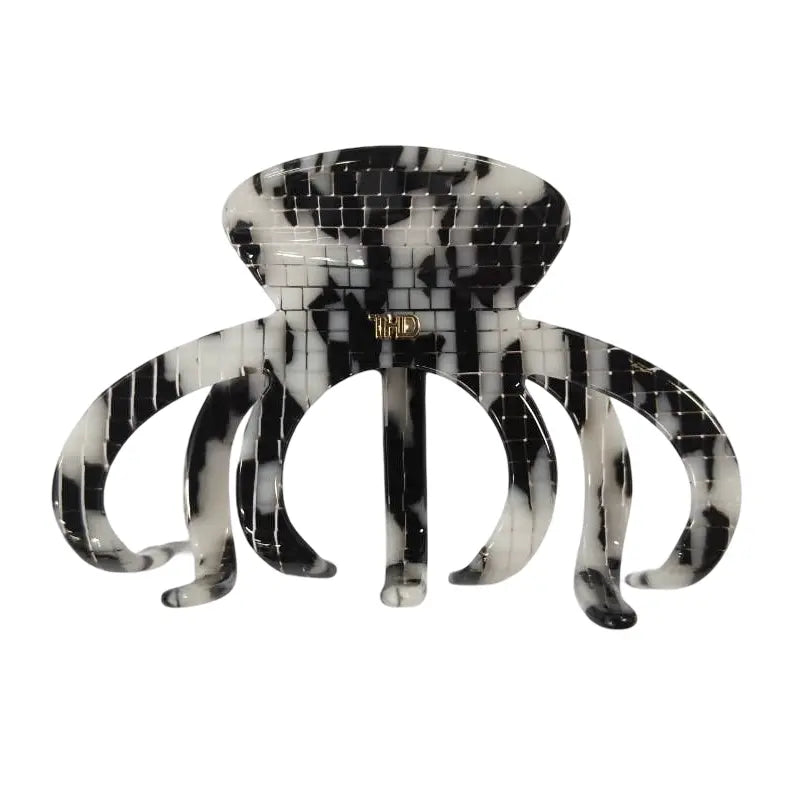 WS Octopus Acetate Hair Claw in Black/white Monochrome