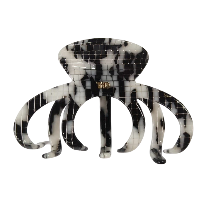 Octopus Acetate Hair Claw in Black/white Monochrome