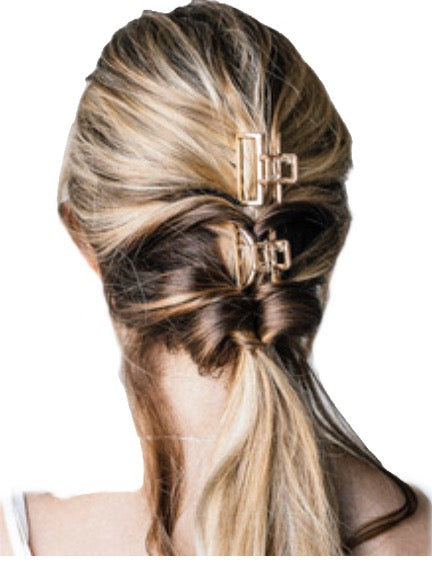 WS - Mini open shape hair claw clips in gold 787099897857