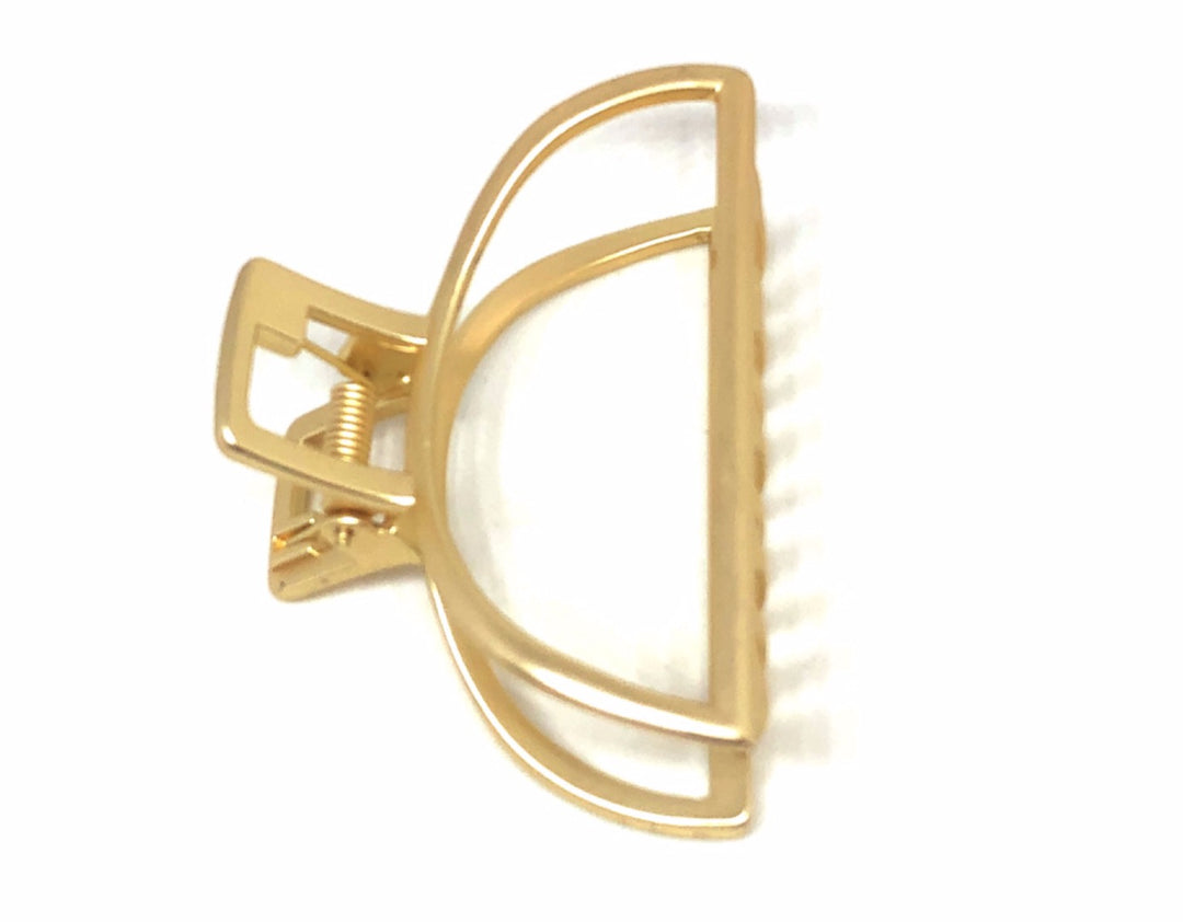 WS - Large Hair Claw Clip Open Shape in Brushed Gold 787099022085