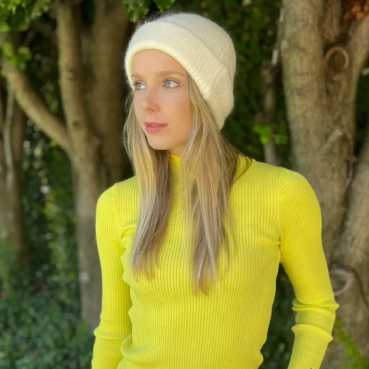 WS Angora Blend Slouch Beanie - White - Image 1