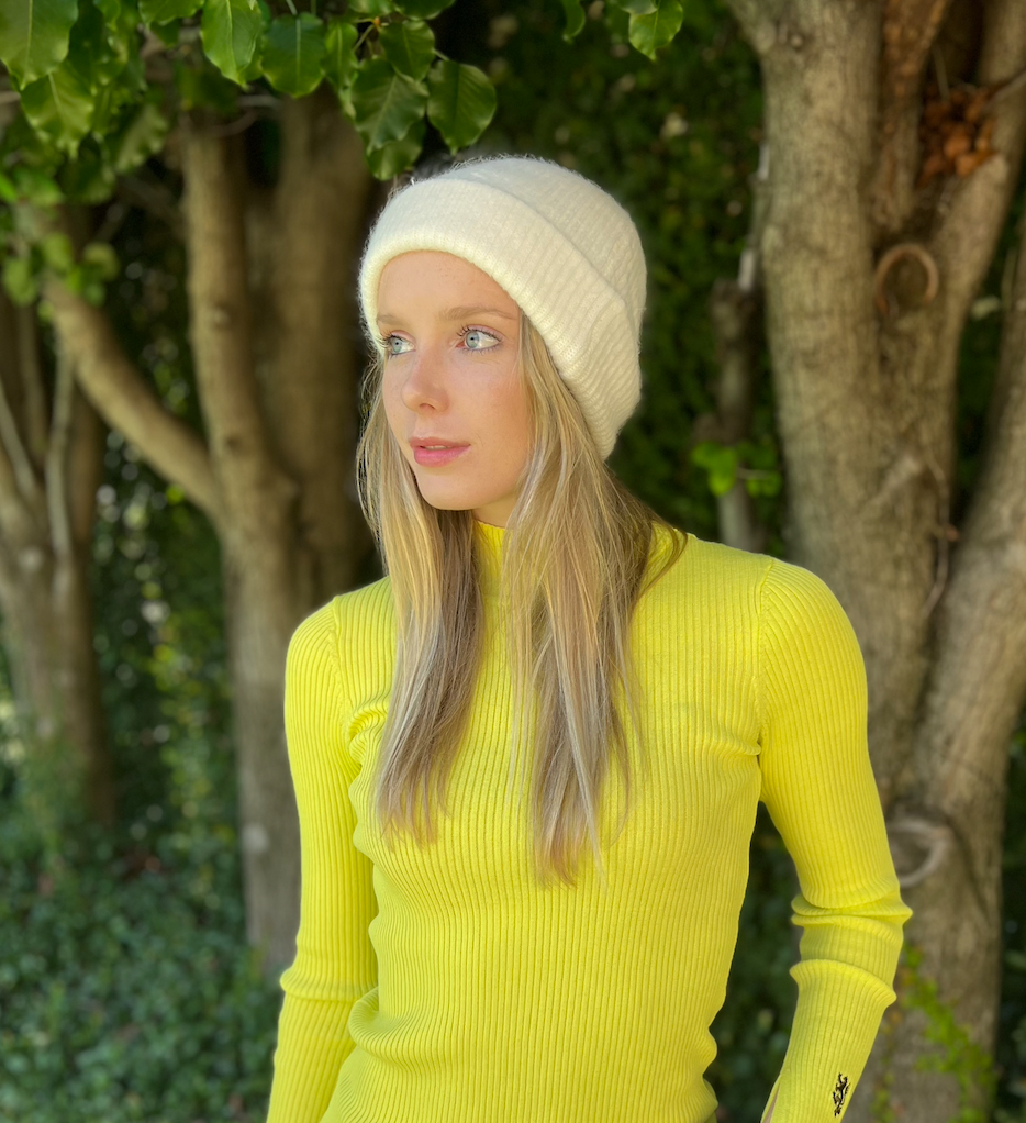 Angora Blend Slouch beanie - White Angora