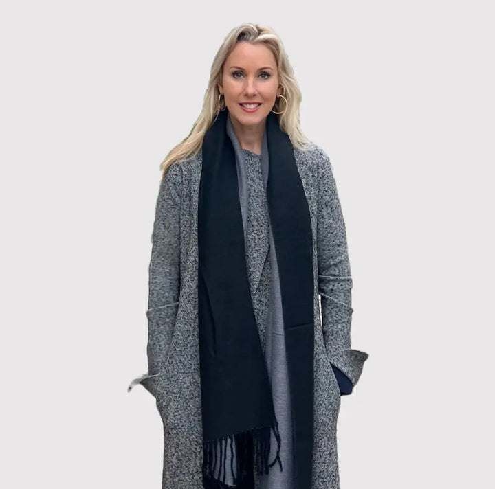 WS Two Tone Scarf - Black and Grey - Image 2
