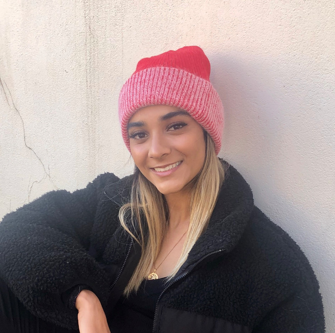 Angora Blend Slouch beanie- Red