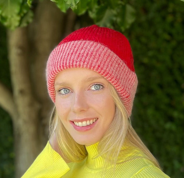 Angora Blend Slouch beanie- Red