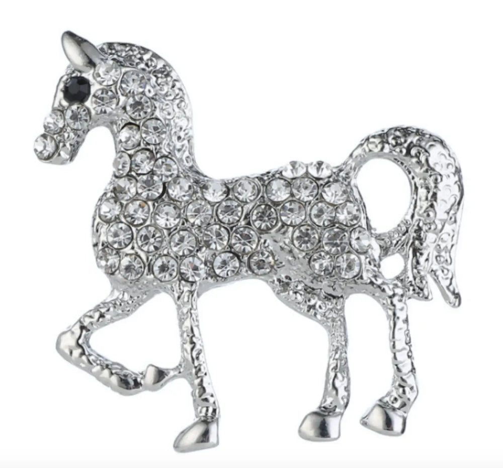 WS Brooch Crystal Horse - Silver