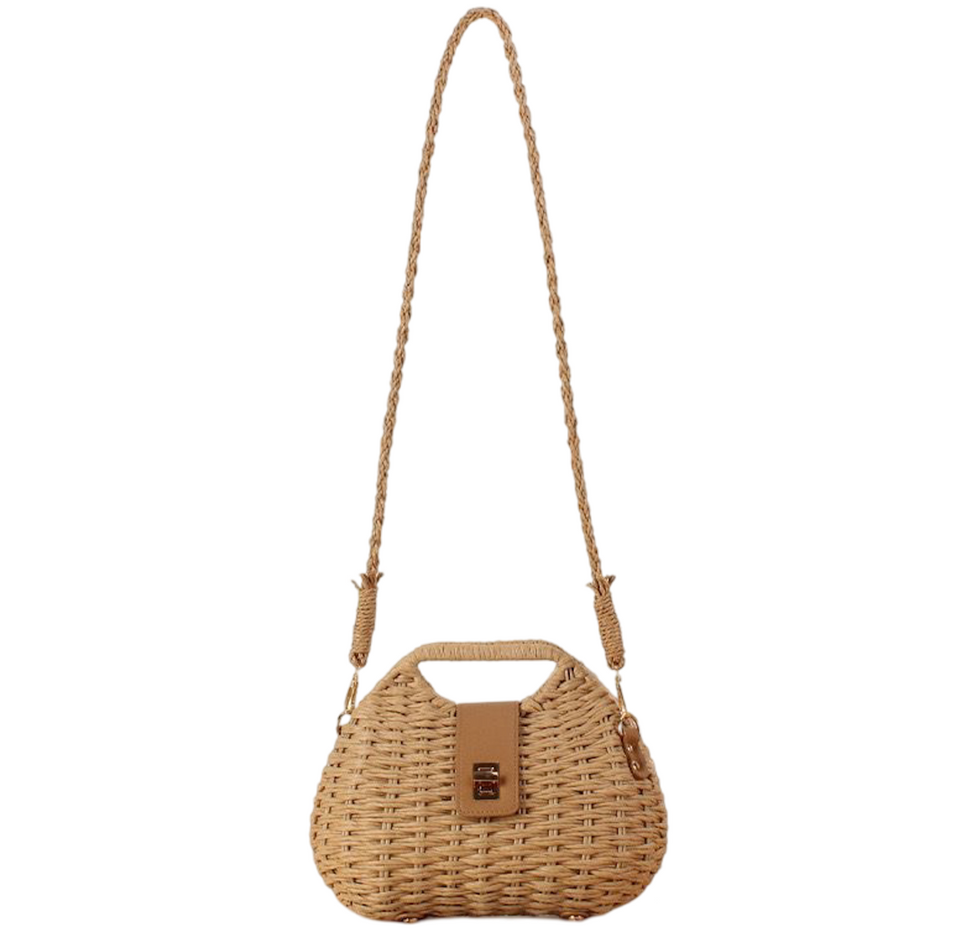 Kirsten Straw Shoulder Bag - Golden