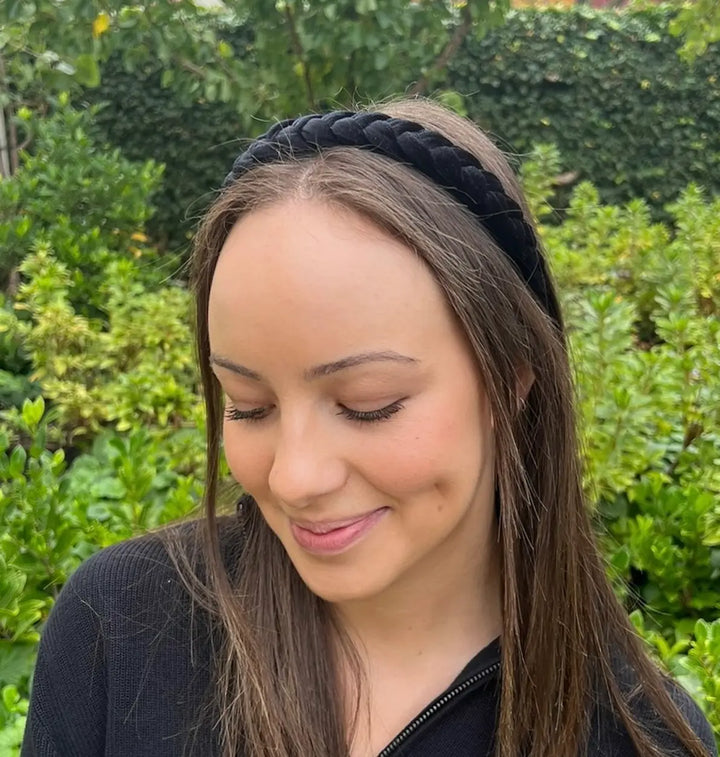 WS Braided Velvet Headband - Black - Image 1