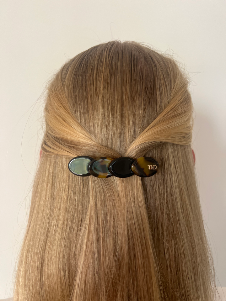 The Anna Circle Barrette - Black & Gaia