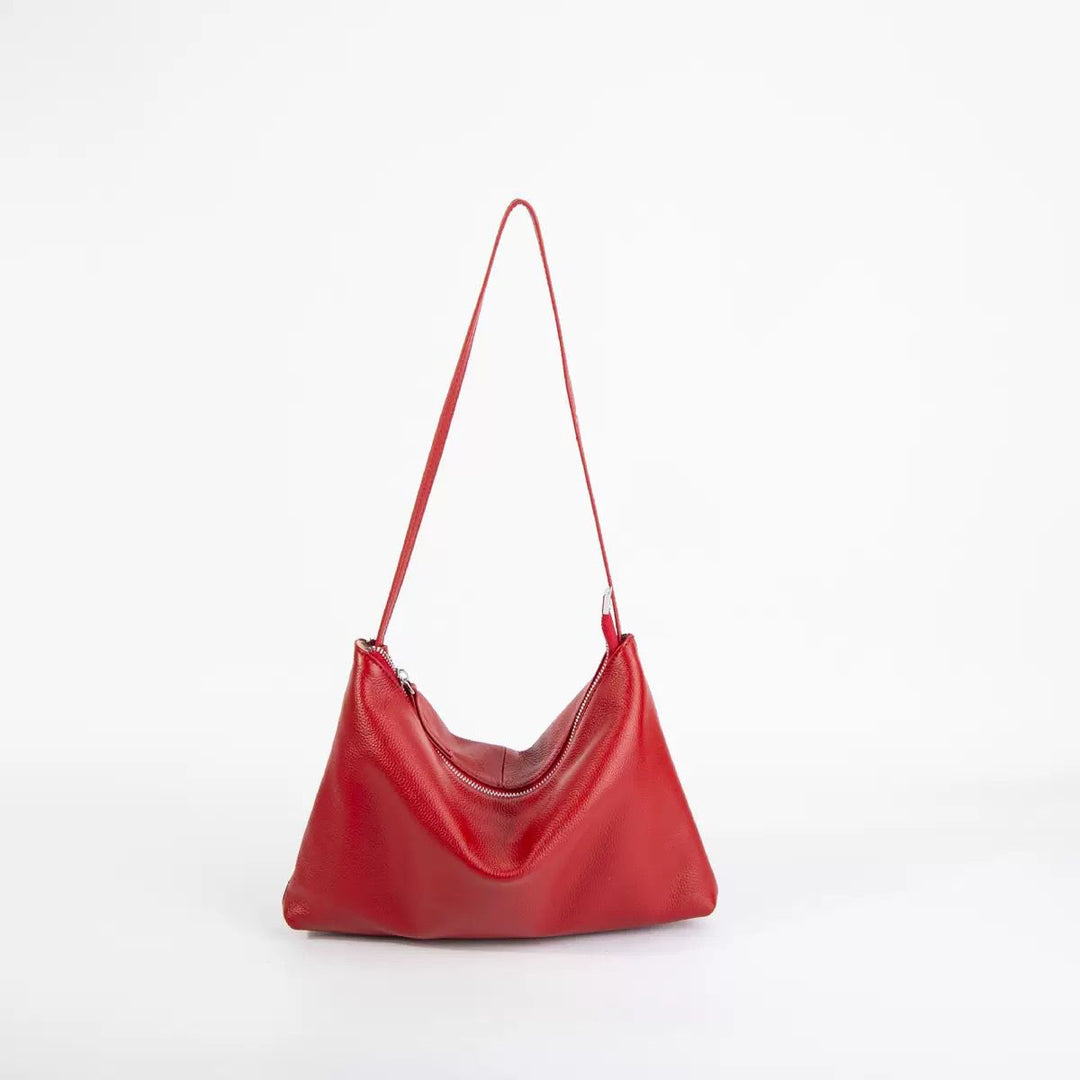 WS Seattle cowhide shoulder bag in red Tania Hird Designs
