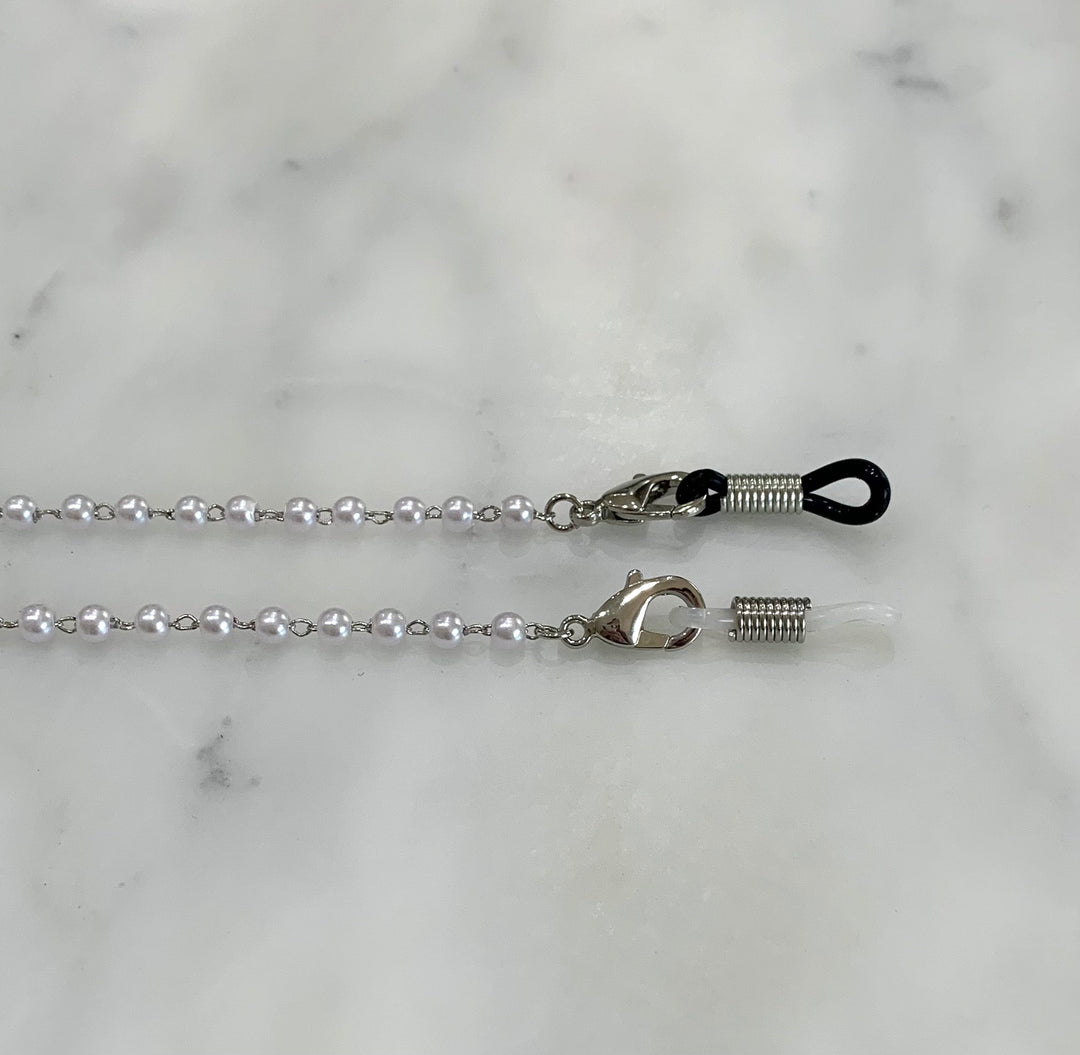 Glasses / Sunglasses Chain Pearl & silver