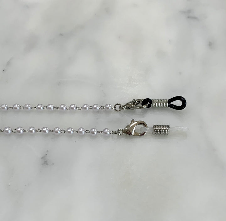 Glasses / Sunglasses Chain Pearl & silver