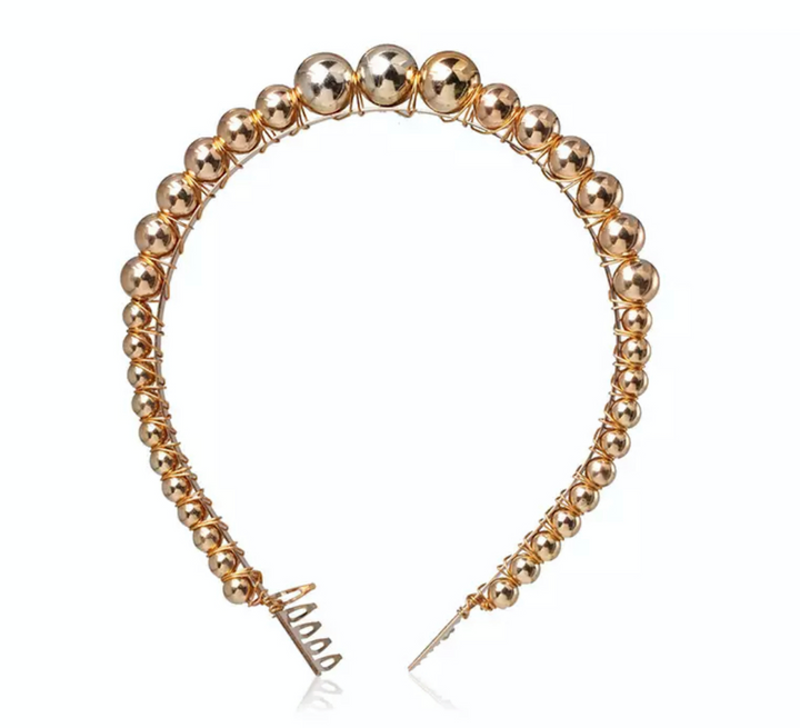 Headband - Gold Pearl Halo with Comb