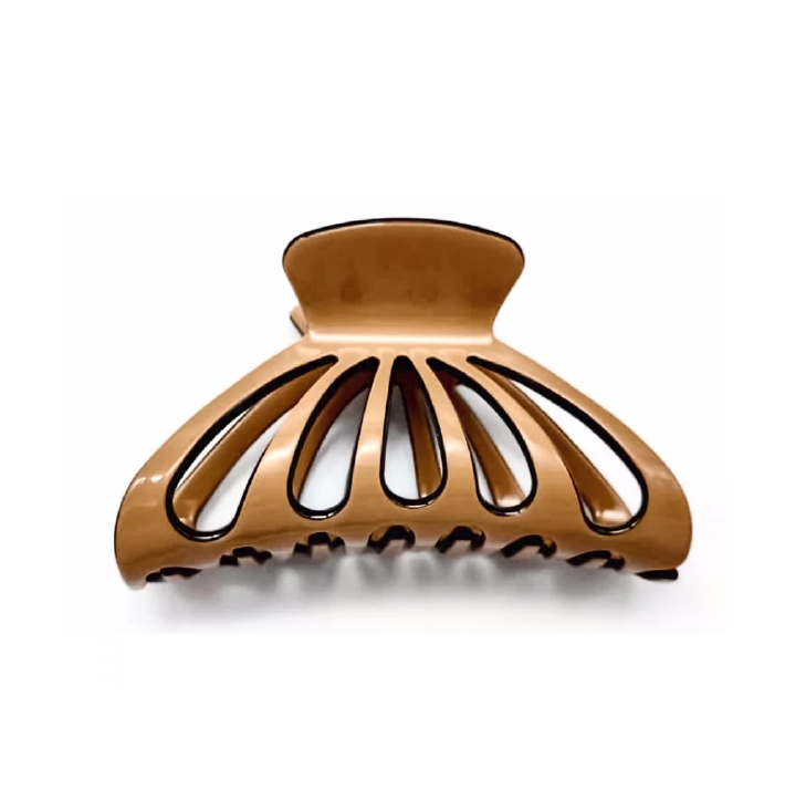 Premium Large Acetate HairClaw in Tan with Black Trim